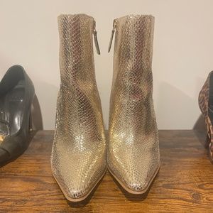 8.5 J Lo gold pointy toe boots